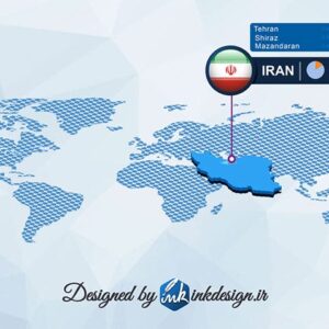 وکتور اینفوگرافیک نقشه ایران و قاره ها